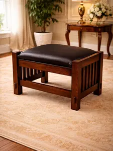 Crafters and Weavers Solid Oak Mission Style Foot Stool Footstool Ottoman