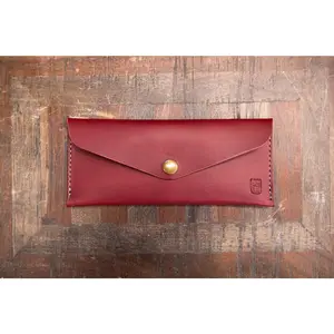 Leather Money Envelope - Bordeaux Minerva