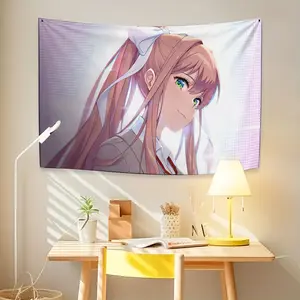 Doki Doki Literature Club Polyester Print Tapestry - Horizontal Home Decor for Living Room, Bedroom, Ideal Wall Decoration Gift