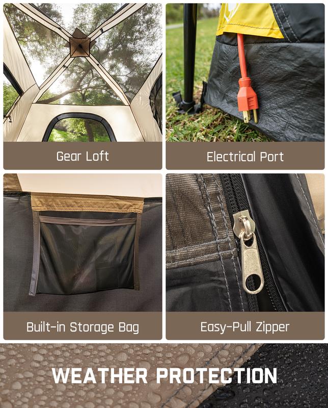 Fanttik Outdoor Zeta C4/C6 Pro Instant Cabin Tent 4/6 Person Portable Waterproof with Removable Canopy, Windproof, and High-Quality Materials Camping Equipment Spacious Interior