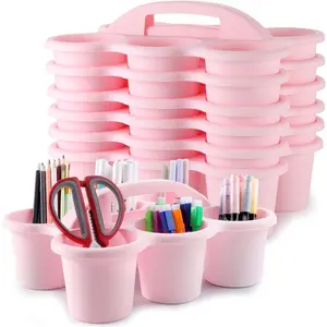 6 Pack Classroom  with Handle Plastic Storage  Organizer with 6 Compartments Drink Cup Caddies Holder Portable Storage Bin for Pencil, Crayon, Marker, , Office, School Supplies()