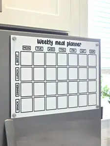 Weekly Meal Planner Board – Reusable Acrylic Menu Organizer