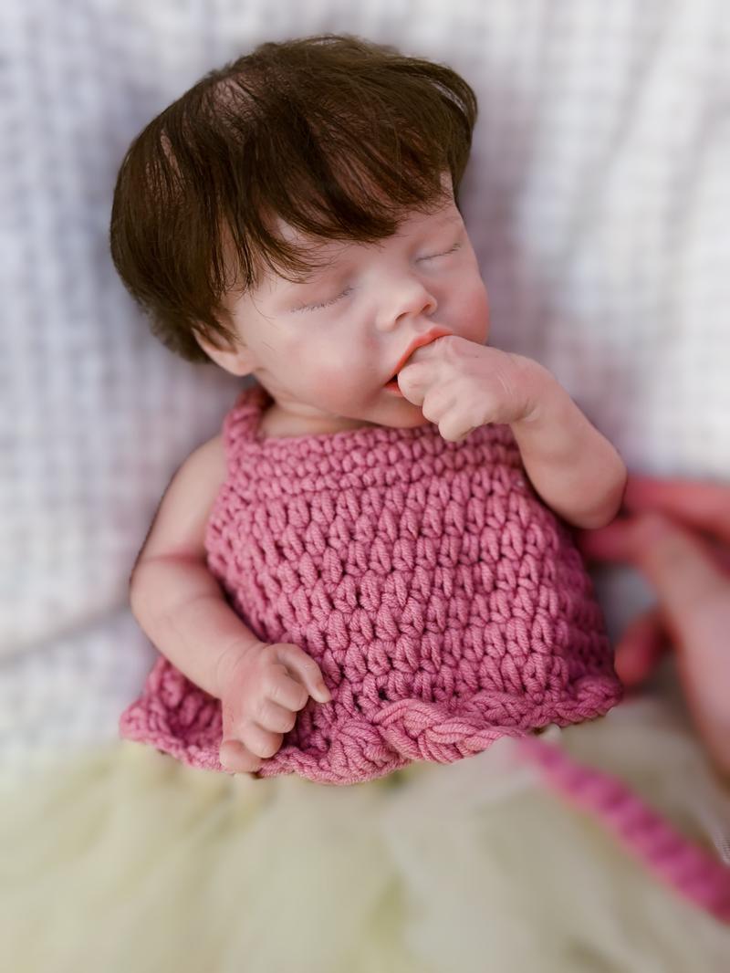 18-inch Rebirth Doll Soft Silicone Realistic Newborn Girl Doll with Whole Body Pink Clothes and Accessories Perfect for Holidays Birthdays Halloween Christmas Gifts for Children Aged 3+