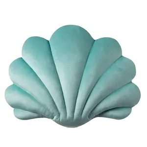 Pack of 1 3D Throw Pillows Sea Shell Shaped Accent Throw Pillow, Soft Velvet Insert Included Cushion for Couch Bed Living Room,Great gift for friend