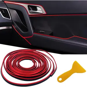 Car Interior Trim Strips,Universal 16.4 ft Car Electroplating Decoration Styling By Dashboard, Flexible Interior Trim Accessories with Installing Tool(Red) car accessory car air