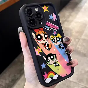 Cartoon The P-Powerpuffs Girls Phone Case Suitable for iPhone 17 16e 16 15 14 13 12 11 Mini Pro Max Air X XR XSMAX 8 7 Plus Anti Fall Shockproof Soft TPU Back Cover Accessories