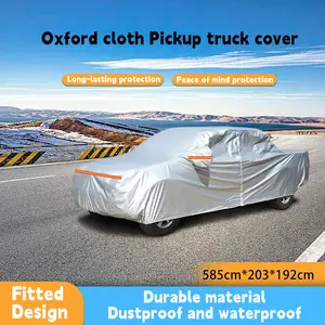 Silver pickup truck cover – Thickened for sun and rain protection, made of UV-resistant and durable material, suitable for outdoor parking and long-term vehicle protection.