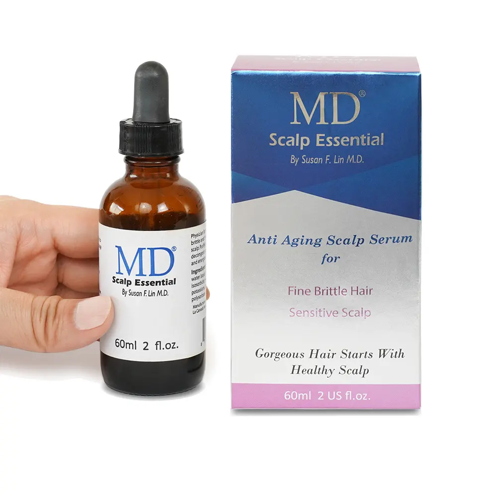 MD HAIR Physician-Formulated Vegan Nourishing Haircare Scalp Serum Liquid - 60ml Lightweight Daily Treatment for Adults, Caffeine & Mandelic Acid, Natural Lilac-Infused, Hydrating, Antibacterial, Ideal for Wavy & Textured Hair