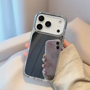 Luxury Mirror Designer Clear TPU Acrylic Make Up Phone Case For iPhone 17 Pro Max Air 11/12/13/14/15/16 Plus Protective Cover with Plating Mirror Gift in Lover for Girls Women