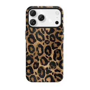 Brown pink leopard print phone case for use with iPhone 17 air 16 Pro max 15 plus 14 Pro 13/12/11/X/XR/XSMAX sublimation phone case compatible with Samsung Galaxy S25 ultra S24 plus S23 FE S22/S21 anti-yellowing aesthetic phone case
