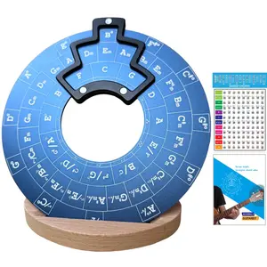 Circle of Fifths Wheel Metal Melody Tool with Guitar Chord Chart Music Theory Book and Wooden Stand for Musical Instruments