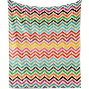Chevron Blanket, Geometric Line Pattern, Vintage Color Mexican Traditional Stripe Design, Adult Flannel Blanket, Happy Mother's Day, 280g Fabric Weight, Single-Sided Flannel Fabric11