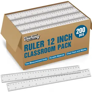 Rulers Bulk for Kids Classroom, 200 Pack 12 Inch Clear Rulers, Metric Ruler with Centimeters and Millimeters, Measuring Drawing Tools, Ideal Back to School Supplies(Clear)
