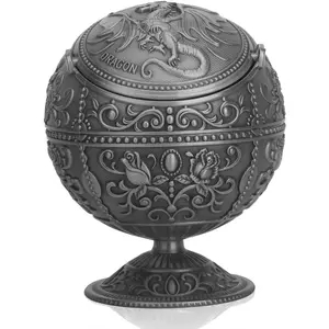 Pterosaur windproof ashtray with flip lid for cigarette metal smoking ash tray indoor outdoor rose pattern classy gift for women menpewter