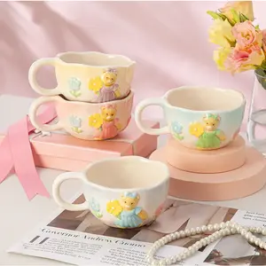 Handpainted Bear Ceramic Kawaii Mug with Handle Coffee Cup