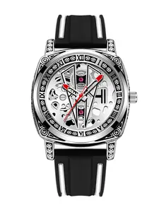 Men's Rubber Strap Quartz Watch, Industrial Style, Gift Box Included, Daily Wear & Formal Occasions, Perfect Holiday/birthday Gift