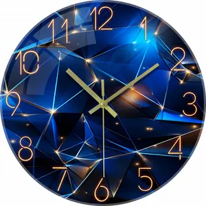 12inch Dark Blue Sci-Fi Geometric Wall Clock - Silent Creative Decorative Clock, Suitable for Living Room, Bedroom, Kitchen, and Office Modern Home Art Wall Clock, Ideal Gift for Christmas, New Year, Valentine's Day, and Birthdays