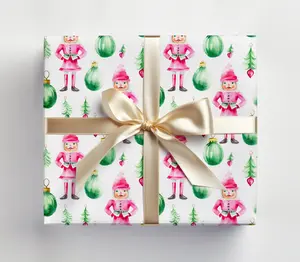 Pink Wrapping Paper Roll Christmas Nutcracker, Pink Nutcracker Wrapping Paper Roll, Pink Christmas Wrapping Paper, Pink Christmas Gift Wrap