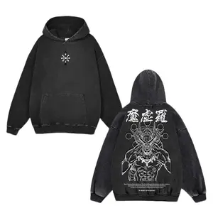 Retro Heavy Limited Uncontrollable Shikigami Mahoraga - Jujutsu Kaisen Anime Double Printe Vintage Washed Hoodies Unisex Oversize Anime Manga