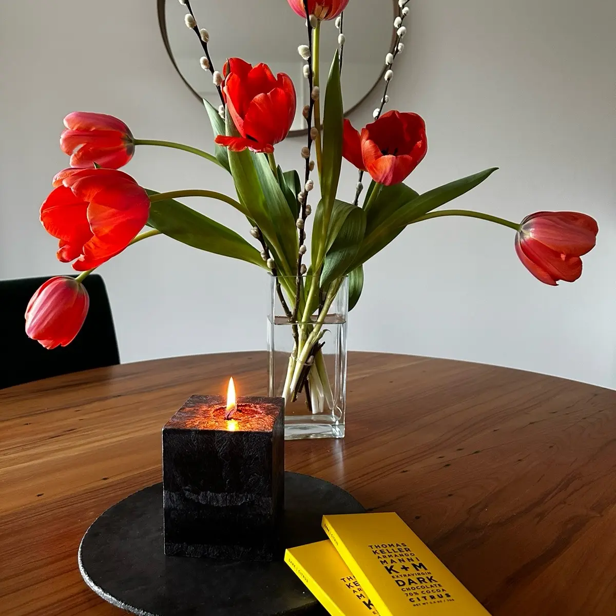 Alkeme Black 444 Grounding Pillar Candle Decor Unscented Decoration Ornaments
