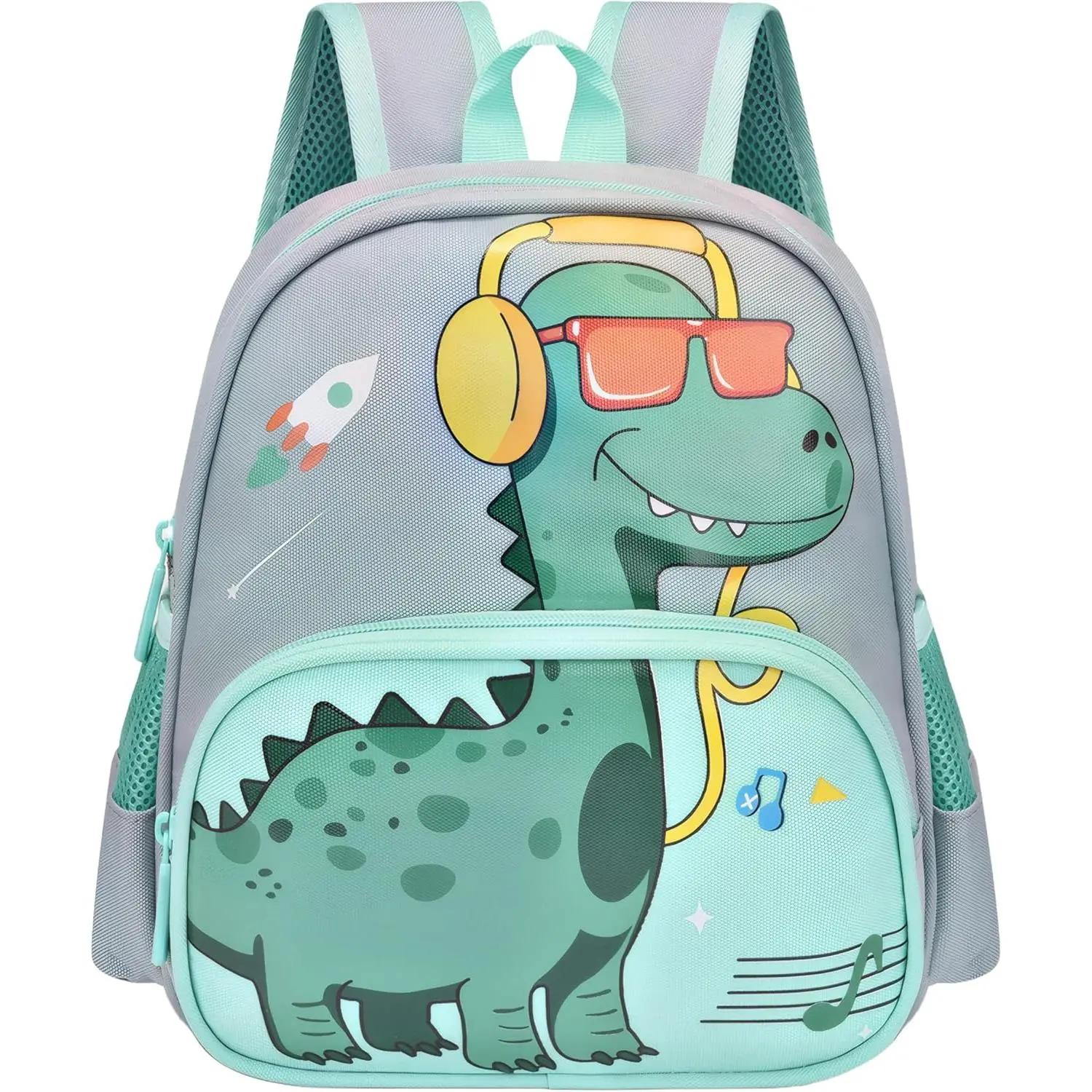 Cute Toddler Backpack Preschool Dinosaur Schoolbag for 2-6 Boys Kindergarten Children Travel Bookbag (Grey)