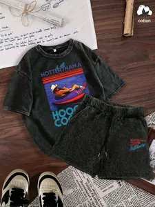 Women's Casual Loose-Fit Cotton Pajama Set, Short Sleeve & Shorts, All-Season Comfortable Home Wear, Fashionable Daily