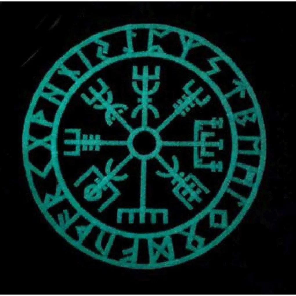 Glow Dark Viking Compass Vegvisir Iron on Sew on Patch (GLW1)