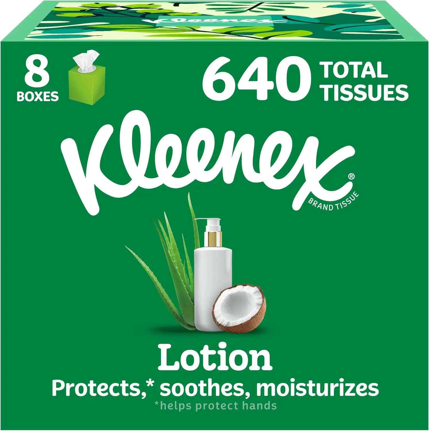 Kleenex Lotion Facial Tissues, 8 Cube Boxes, 80 Tissues per Box