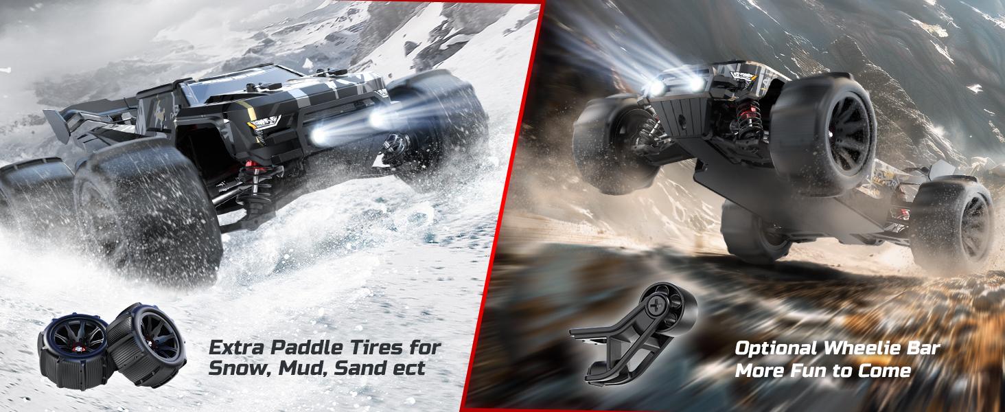 DEERC 1:14 Fast Brushless RC Cars, Max 50+ MPH, 2*3S Lipo Batteries 4x4 Waterproof RC Truck, High Speed Offroad Remote Control Car, All Terrain RC Truggy for Snow,Sand & Mud