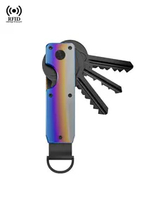 RFID Carbon Fiber Key Organizer Compact EDC Key Holder Minimalist Key Case 2-6 Keys Portable Keychain Organizer for Men, Premium Birthday Gift for Husband Boyfriend Dad