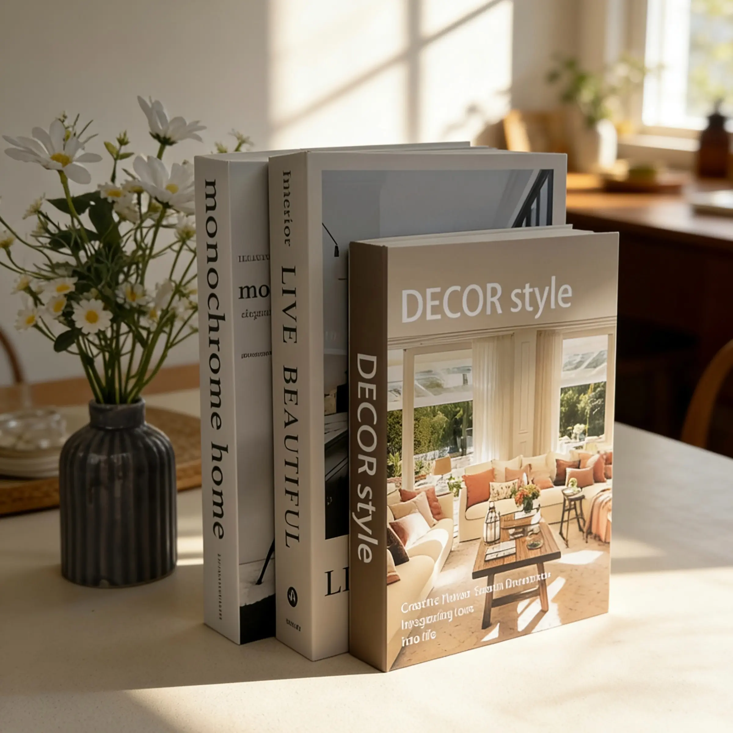 3-Piece Faux Book Set, Creative Home Decor, Home Decor Statue Figurine, Decorative Sculptures, Interior Decoration Accessories, Stackable Fake Books for Living Room, Shelf Prop Books, Holiday Atmosphere Decoration, Modern Home Decoration