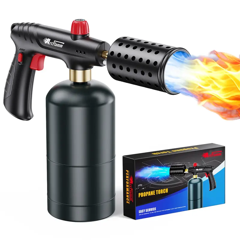 ARTFLAMM Grill Torch Gun, Powerful Propane Torch Lighter, Adjustable Blow Torch, High-Intensity Charcoal Lighter, DIY Kitchen Torch for Fire Start, Sous Vide, BBQ, Gift! fathersdaygift