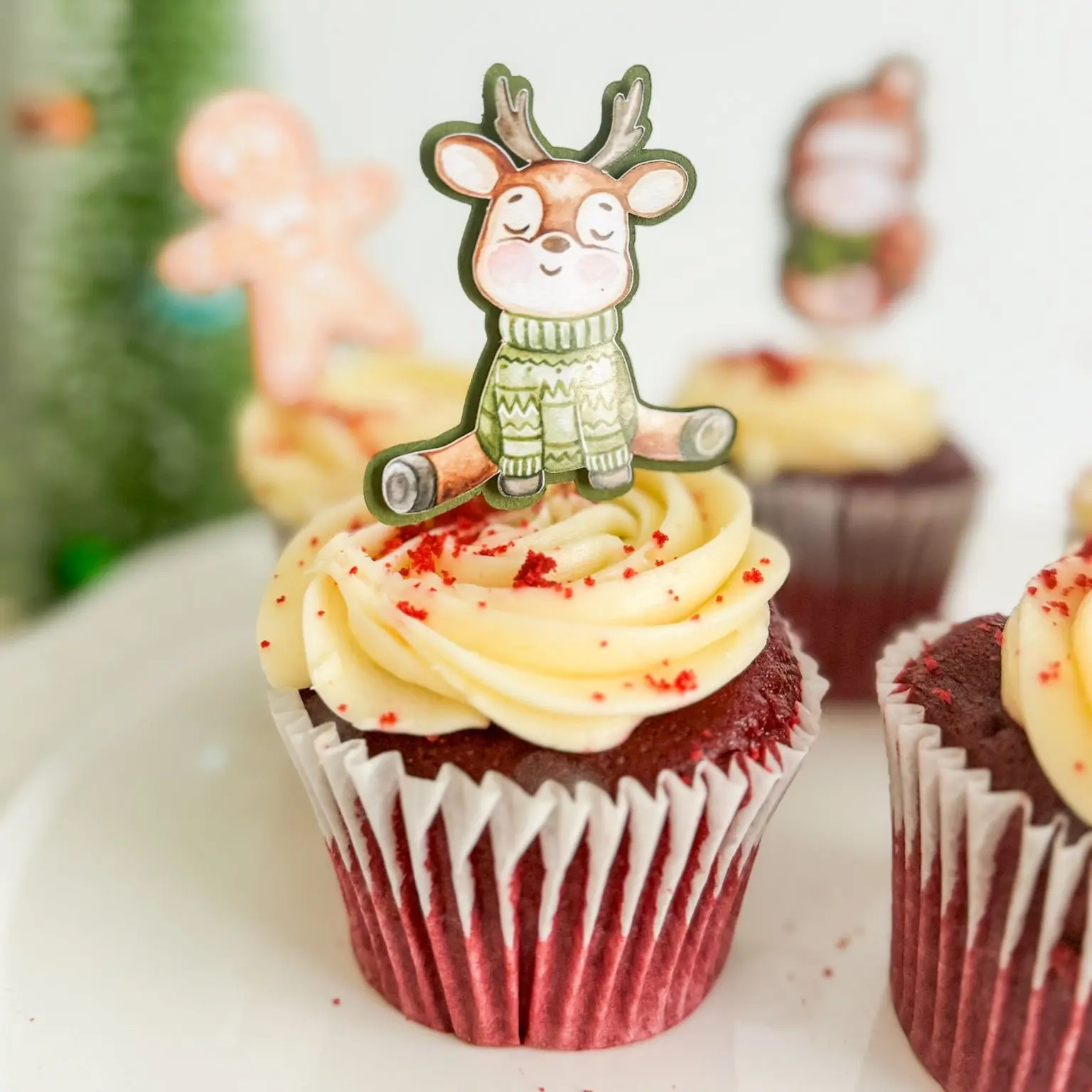 Set of 12 3D Christmas Cupcake Toppers, Santa Claus Toppers,  Christmas party ideas