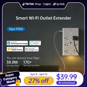 TP-Link & Tapo P306 Smart Plug Outlet Extender, Surge Protector, 18W Fast Charging, 3 Individual Smart Outlets, 1x USB-C & 2X USB-A, Smart Night Light, Works w/Apple HomeKit, Alexa & Google Home