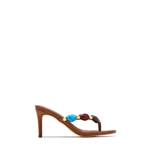 Kalani Mid Heel Mules - Tan