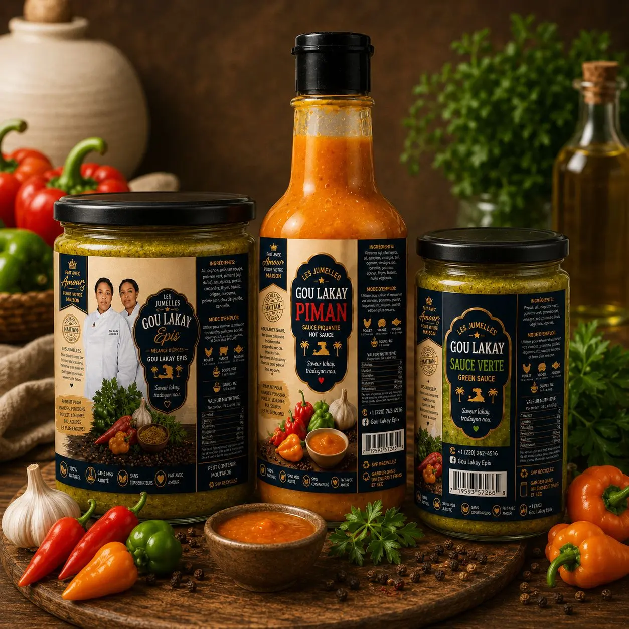 Gou Lakay Spice and Seasoning Mixture Set, Flavor-Enhancing Cooking Staple