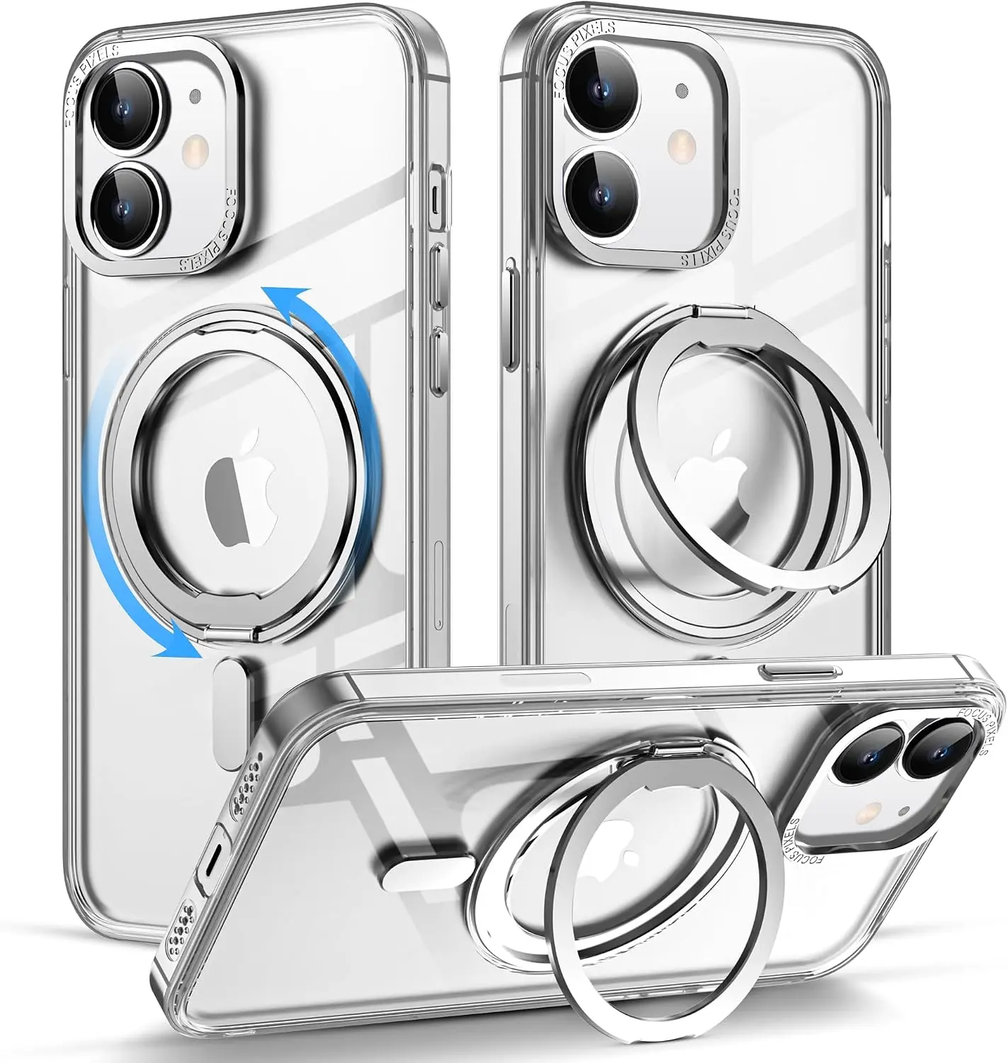 Clear Case for iPhone 11 Built-In Magnetic Invisible Kickstand MagSafe Compatible Military Drop Proof Slim Shock Resistant Grip Friendly Cover