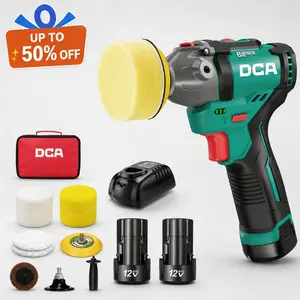 【Fathersdaygift】5-year warranty DCA 12V Cordless Polisher 14-Piece Kit, 2 x 2.0Ah Batteries, 3-inch Car Polisher & 2-inch Sander, 2-Speed (2800-8300 RPM), for Auto Detailing, Waxing, Floor/Metal/Wood/Tile Polishing