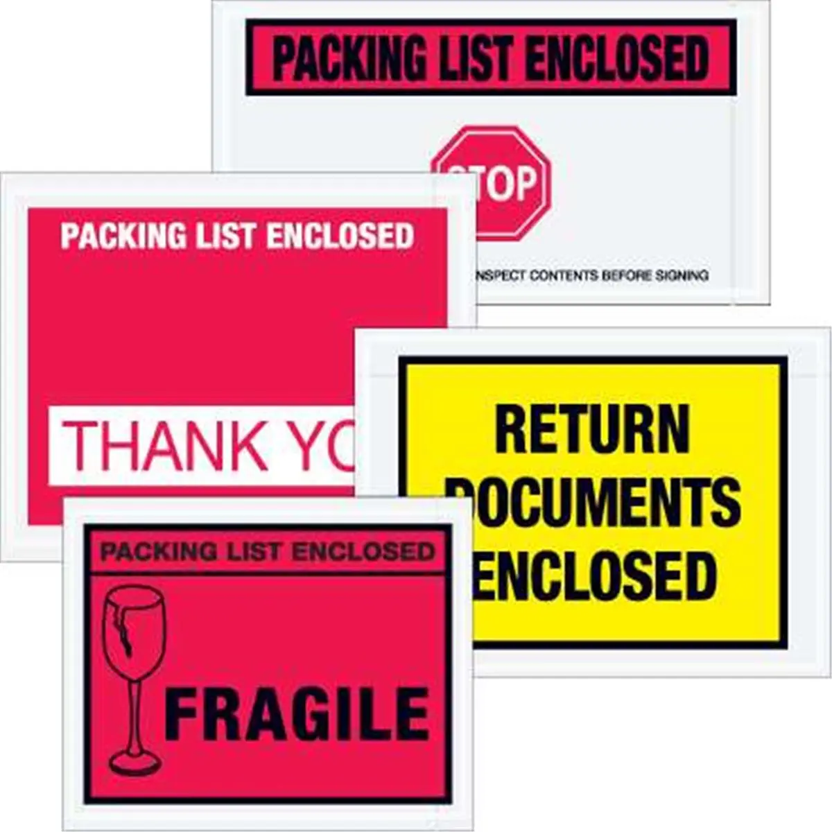 Tape Logic Yellow Pre-Printed "Return Documents Enclosed" Poly Mailing Shipping Envelopes, 7.5x5.5 in, Heavy 2 Mil Poly, Hot Melt & Pressure Sensitive Strong Adhesion, Document Protection