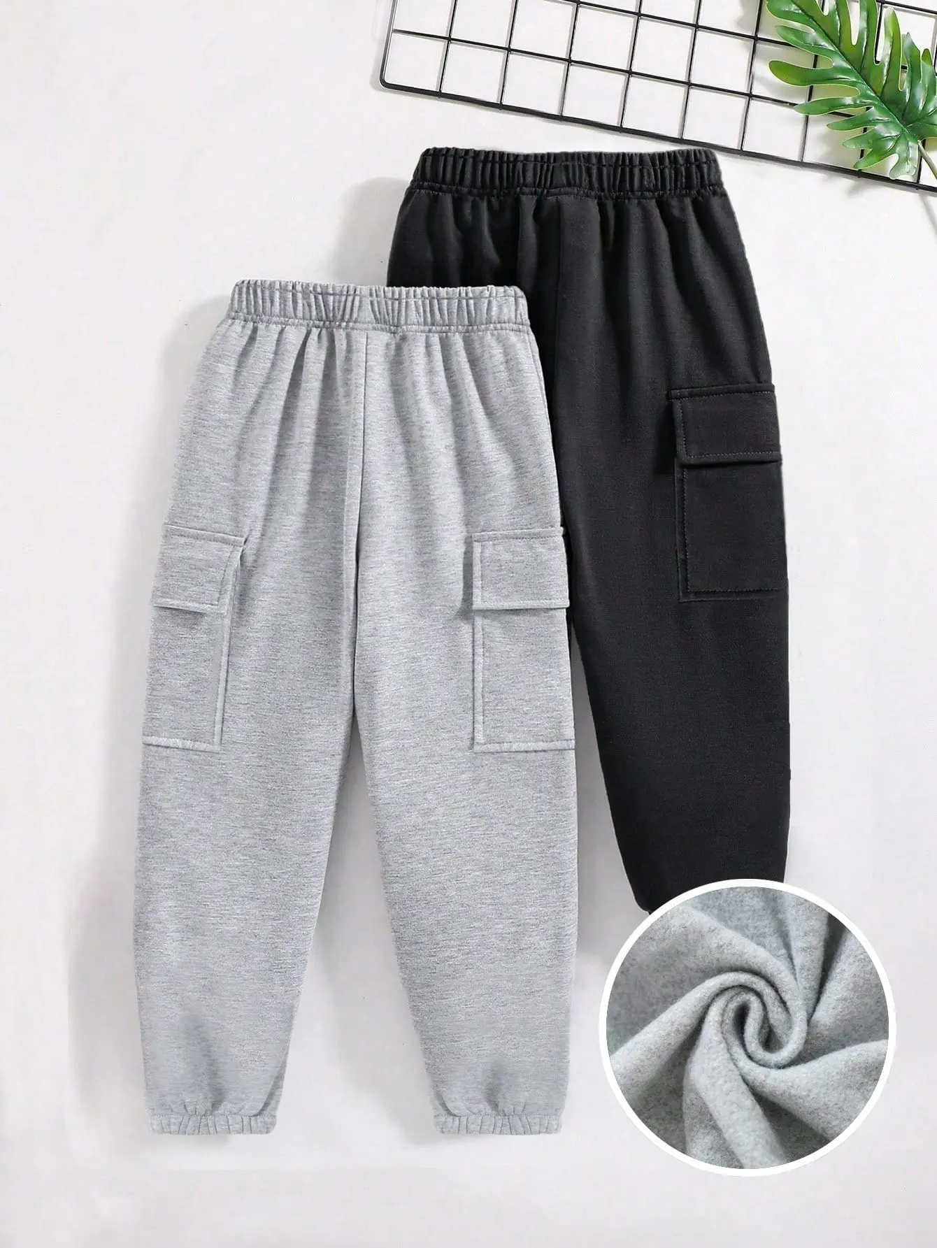 2PCS Boys/Teens Casual Side Pocket Straight Leg Sweatpants Outdoor Sports Exercise for Autumn/Winter Age8-16Y