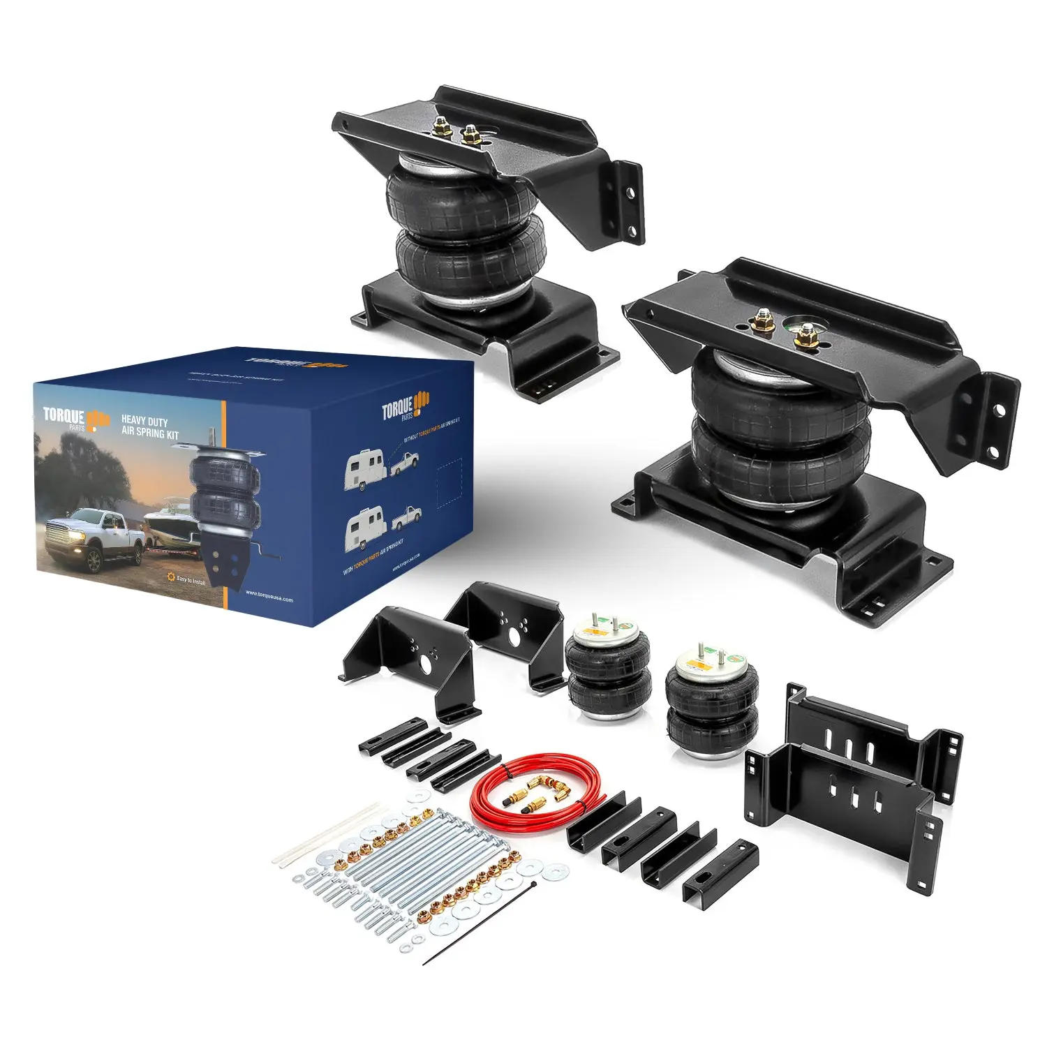 TORQUE Air Suspension Bags Kit with Internal Jounce Bumper, Vintage Fit, Stable, Smoother Handling, Load Support & Towing Setup for 1967-2002 Dodge Ram 1500-3500, 7,500 lbs Capacity (TR75071)