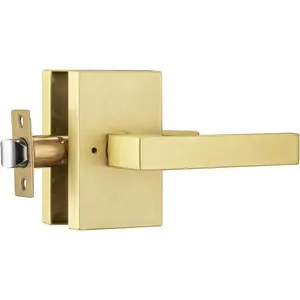 Door Handle Interior,Privacy Door Handles for Bathroom, Satin Brass Heavy Duty Door Lever