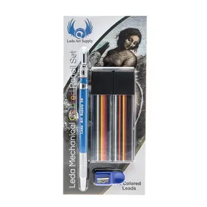 Leda Art Mechanical Pencil Set – Drawing Pencil Set with Built-in Sharpener & 6 Lead Refills – Ideal for Thick Lines, Sketching, Drawing & Mixed Media Art.