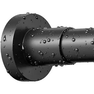 Black Shower Curtain Rod 32-80 Inch(2.7-6.6ft), Non-Slip, Never Rust, Stainless Steel No Drill Spring Tension Shower Rod, Telescoping Curtain Rod for Bathroom Window Living Room