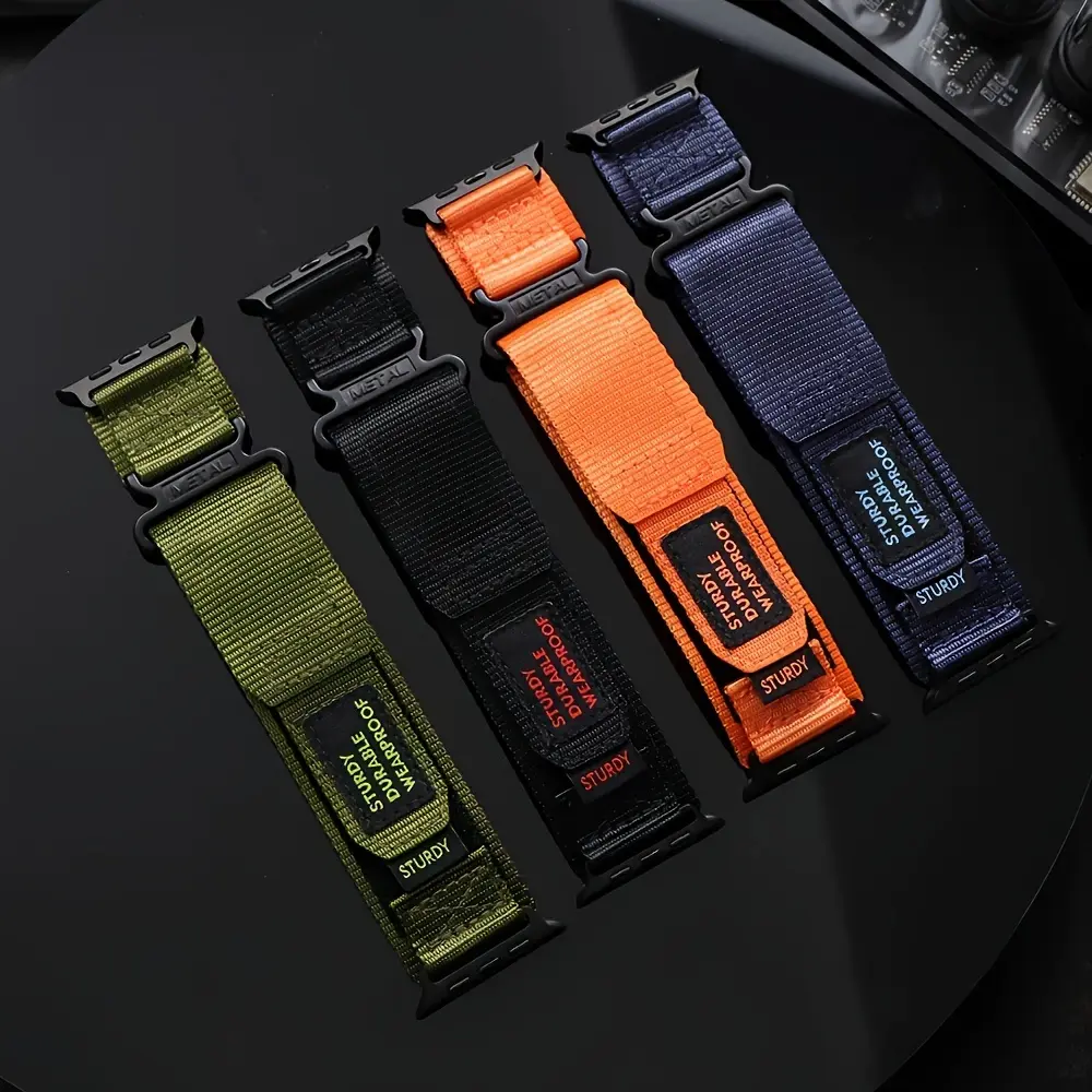 Men's Military Tactical Nylon Watch Band, Compatible with iPhone Se 3 Ultra Series 1-10 Pro,1-S10Pro Series 11/SE 3/Ultra/ Durable Single Ring Strap, Watch Straps, Smart Watch Straps, Smartwatch Strap, Smart Watch Accessories, Wearable Accessories
