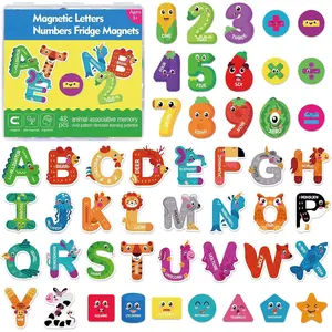 48Pcs Magnetic Letters and Numbers Fridge Magnets, 26 Uppercase Letters 0-9 Numbers Refrigerator Magnets Cute Animal Alphabet Magnets for Toddlers Preschool Learning Spelling