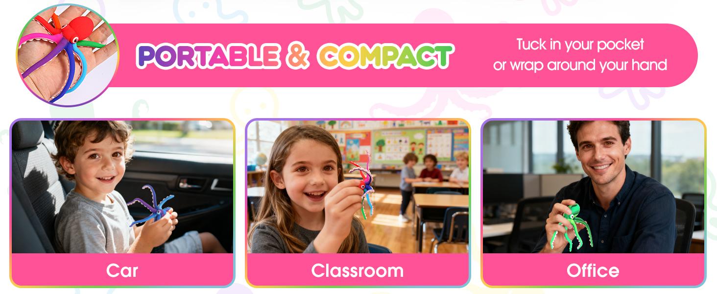 Octopus Fidget Toy with Suction Cups – Silicone Stress Relief and Sensory Play Desk Toy, Bendable Tentacles for Creative Poses, Portable Gift for Kids, Teens and Adults (1 Pc-)