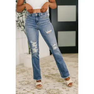 Maureen High Rise Distressed Bootcut Jeans