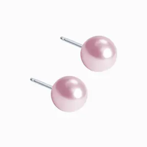 Blomdahl | Hypoallergenic | Natural Titanium Light Rose Pearl Stud Earrings | Best Choice For Sensitive Ears