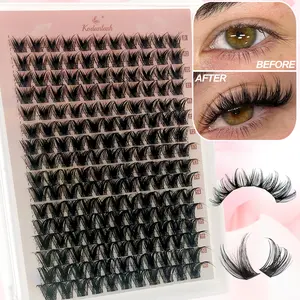 176 pcs Wispy Lash Clusters: 9-16mm Fluffy Volume Eyelash Extensions, Individual Lashes with Soft Thin Band & Natural DIY Cluster Makeup Cosmetic